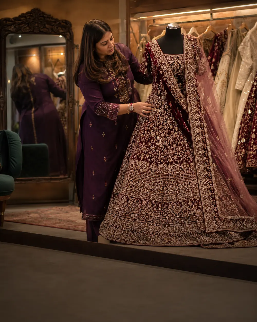 Maroon bridal lehenga listing preview